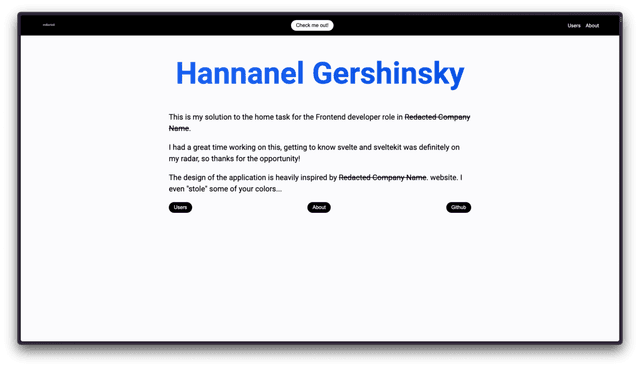 Home task homepage