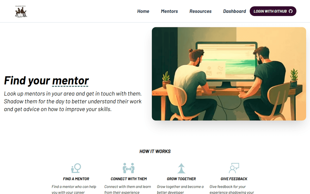 screenshot for the shadow-devs platform
